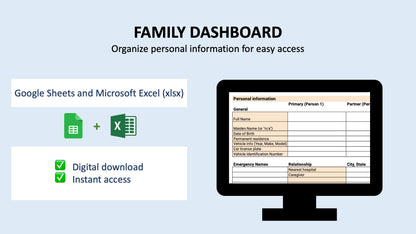 Life Dashboard (Excel or Google Sheets)