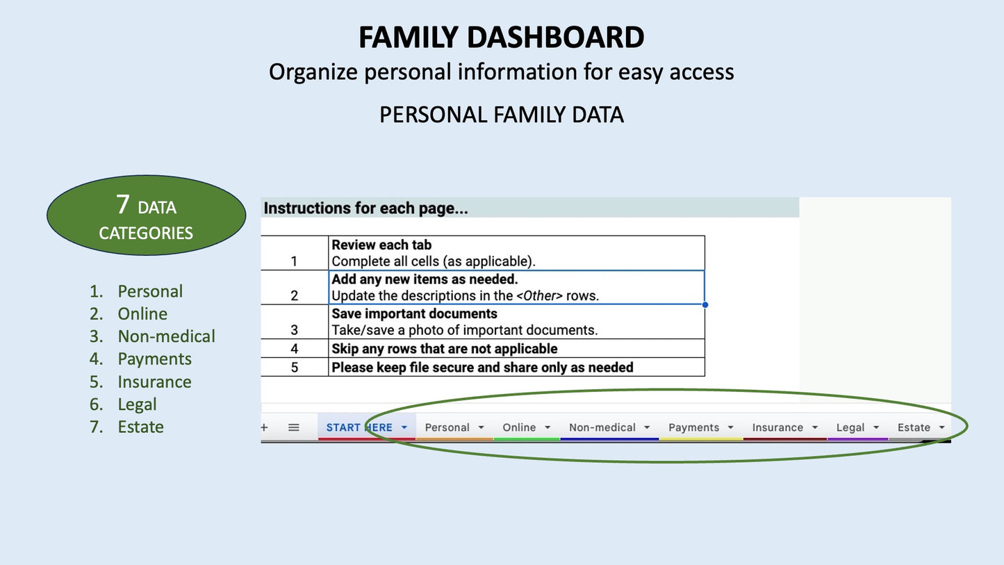 Life Dashboard (Excel or Google Sheets)