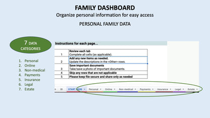 Life Dashboard (Excel or Google Sheets)