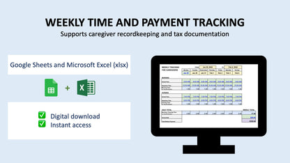 Weekly Tracking for Caregivers (Google Sheets or Microsoft Excel)